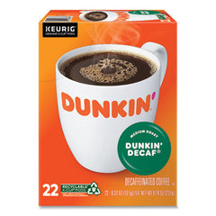 Dunkin Donuts® K-Cup® Pods, Dunkin' Decaf, 22/Box