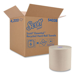 Scott® Essential 100% Recycled Fiber Hard Roll Towel, 1.75" Core, Brown, 8" x 700 ft, 6/Carton