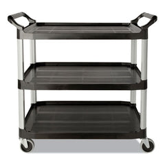 Rubbermaid® Commercial Three-Shelf Service Cart, Three-Shelf, 18.63w x 33.63d x 37.75h, Black