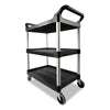 Rubbermaid® Commercial Open Sided Utility Cart, Three-Shelf, 40.63w x 20d x 37.81h, Black Carts & Stands-Utility Cart - Office Ready