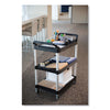Rubbermaid® Commercial Open Sided Utility Cart, Three-Shelf, 40.63w x 20d x 37.81h, Black Carts & Stands-Utility Cart - Office Ready