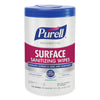 PURELL® Foodservice Surface Sanitizing Wipes, 1-Ply, 10 x 7, Fragrance-Free, White, 110/Canister, 6 Canisters/Carton Cleaner/Detergent Wet Wipes - Office Ready