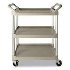 Rubbermaid® Commercial Three-Shelf Service Cart, Three-Shelf, 18.63w x 33.63d x 37.75h, Platinum