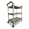 Rubbermaid® Commercial Three-Shelf Service Cart, Three-Shelf, 18.63w x 33.63d x 37.75h, Platinum Carts & Stands-Food Service Cart - Office Ready