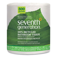 Seventh Generation® 100% Recycled Bathroom Tissue Rolls, Septic Safe, Individually Wrapped Rolls, 2-Ply, White, 500 Sheets/Jumbo Roll, 60/Carton Tissues-Bath Regular Roll - Office Ready