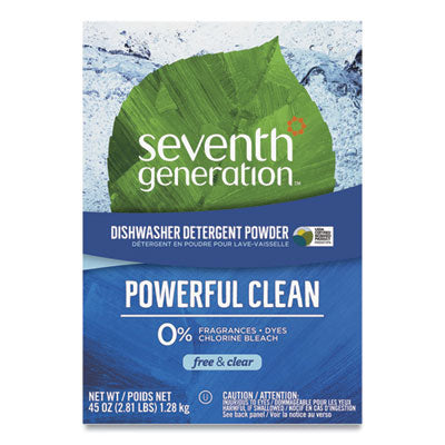 Seventh Generation® Automatic Dishwasher Powder, Free and Clear, 45oz Box, 12/Carton Automatic Dishwasher Detergents - Office Ready