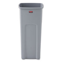 Rubbermaid® Commercial Untouchable® Square Waste Receptacle, Plastic, 23 gal, Gray Waste Receptacles-Indoor Recycling Bins - Office Ready