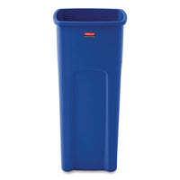 Rubbermaid® Commercial Untouchable® Square Waste Receptacle, Plastic, 23 gal, Blue Waste Receptacles-Indoor Recycling Bins - Office Ready