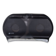 San Jamar® Twin Jumbo Bath Tissue Dispenser, 19 x 5 1/4 x 12, Transparent Black Pearl
