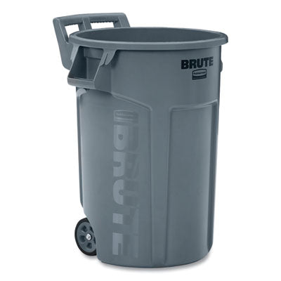 Rubbermaid® Commercial Vented Wheeled Brute® Container, 44 gal, Plastic, Gray Waste Receptacles-Outdoor All-Purpose Waste Bins - Office Ready