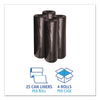 Boardwalk® Low Density Reprocessed Resin Can Liners, 56 gal, 1.6 mil, 43" x 47", Black, 10 Bags/Roll, 10 Rolls/Carton Bags-Low-Density Waste Can Liners - Office Ready