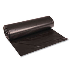 Boardwalk® Low Density Reprocessed Resin Can Liners, 60 gal, 1.2 mil, 38" x 58", Black, 10 Bags/Roll, 10 Rolls/Carton