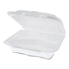 Pactiv Evergreen Foam Hinged Lid Containers, Dual Tab Lock, 3-Compartment, 8.42 x 8.15 x 3, White, 150/Carton Food Containers-Takeout Clamshell, Foam - Office Ready