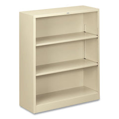 HON® Brigade® Metal Bookcases, Three-Shelf, 34.5w x 12.63d x 41h, Putty
