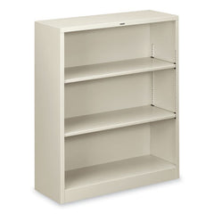HON® Brigade® Metal Bookcases, Three-Shelf, 34.5w x 12.63d x 41h, Light Gray