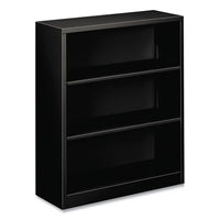 HON® Brigade® Metal Bookcases, Three-Shelf, 34.5w x 12.63d x 41h, Black Shelf Bookcases - Office Ready
