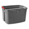 Rubbermaid® Commercial Double Utility Pail, 18 x 14 1/2 x 10, Gray Plastic Buckets/Wringers-Utility Pail - Office Ready