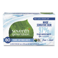 Seventh Generation® Natural Fabric Softener Sheets, Unscented, 80 Sheets/Box, 4/Carton Fabric Softener/Antistatic Sheets - Office Ready