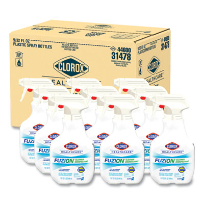 Clorox® Healthcare® Fuzion™ Cleaner Disinfectant, Unscented, 32 oz Spray Bottle, 9/Carton Cleaners & Detergents-Disinfectant/Cleaner - Office Ready