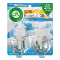 Air Wick® Scented Oil Refill, Fresh Linen, 0.67 oz, 2/Pack, 6/Carton Air Fresheners/Odor Eliminators-Scented Oil - Office Ready
