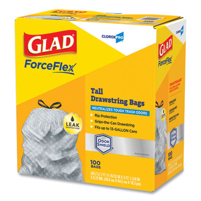 Glad Large Drawstring Trash Bags, ForceFlex 30 Gallon Black Trash Bags, 50  CT