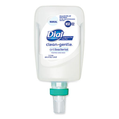Dial® Professional Clean+Gentle™ Antibacterial Foaming Hand Wash Refill for FIT Manual Dispenser, Fragrance Free, 1.2 L, 3/Carton Foam Soap Refills, Antibacterial - Office Ready