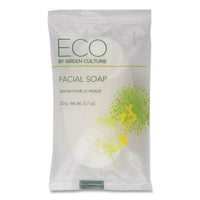 Eco By Green Culture Facial Soap Bar, Clean Scent, 0.71 oz Pack, 500/Carton Bar Soap, Travel/Amenity - Office Ready