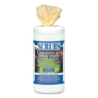 SCRUBS® Graffiti & Spray Paint Remover Towels, Orange on White, 10 x 12, 30/Can, 6 Cans/Case Towels & Wipes-Cleaner/Detergent Wet Wipe - Office Ready
