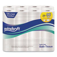 Windsoft® Premium Bath Tissue, Septic Safe, 2-Ply, White, 4 x 3.9, 284 Sheets/Roll, 24 Rolls/Carton Tissues-Bath Regular Roll - Office Ready