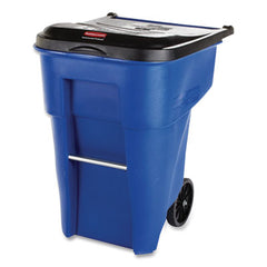 Rubbermaid® Commercial Square Brute® Rollout Container, 50 gal, Molded Plastic, Blue