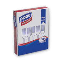 Dixie® Plastic Cutlery, Heavyweight Forks, White, 100/Box Utensils-Disposable Fork - Office Ready