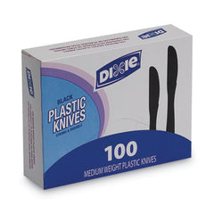 Dixie® Plastic Cutlery, Heavy Mediumweight Knives, Black, 100/Box
