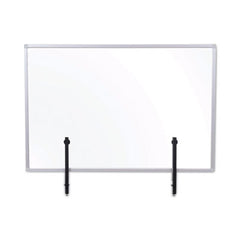 MasterVision® Protector Series Glass Aluminum Desktop Divider, 47.2 x 0.16 x 35.4, Clear