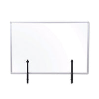 MasterVision® Protector Series Glass Aluminum Desktop Divider, 40.9 x 0.16 x 27.6, Clear Partition & Panel Systems-Social Distancing Barriers - Office Ready