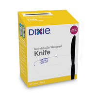 Dixie® Grab’N Go® Wrapped Cutlery, Knives, Black, 90/Box Utensils-Disposable Knife - Office Ready