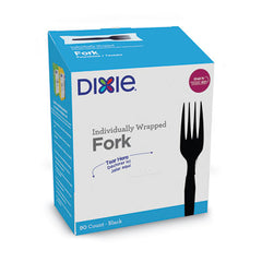 Dixie® Grab’N Go® Wrapped Cutlery, Forks, Black, 90/Box