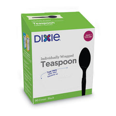 Dixie® Grab’N Go® Wrapped Cutlery, Teaspoons, Black, 90/Box