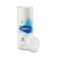 Dixie® Drink-Thru Lid, Fits 10 oz to 16 oz PerfecTouch; 12 oz to 20 oz WiseSize Cup, White, 50/Pack Cup Lids-Hot Cup - Office Ready