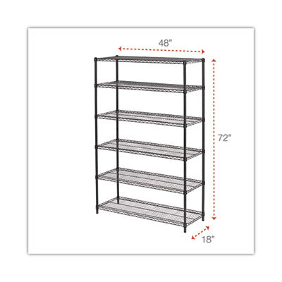 5-Shelf Wire Shelving Kit with Casters and Shelf Liners, 48w x 18d