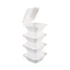Boardwalk® Bagasse Food Containers, Hinged-Lid, 1-Compartment 6 x 6 x 3.19, White, 125/Sleeve, 4 Sleeves/Carton Food Containers-Takeout Clamshell, Bagasse - Office Ready