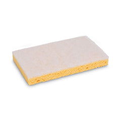 Boardwalk® Scrubbing Sponges, Light Duty, 3.6 x 6.1, 0.7" Thick, Yellow/White, Individually Wrapped, 20/Carton