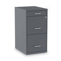 Alera® Soho Three-Drawer Vertical File Cabinet, 3 Drawers: Pencil/File/File, Letter, Charcoal, 14
