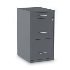 Alera® Soho Three-Drawer Vertical File Cabinet, 3 Drawers: Pencil/File/File, Letter, Charcoal, 14" x 18" x 26.9"