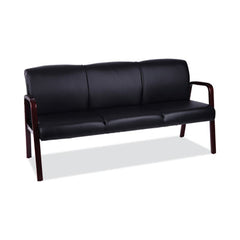 Alera® Reception Lounge WL Series 3-Seat Sofa, 65.75 x 26.13 x 33, Black/Mahogany