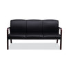 Alera® Reception Lounge WL Series 3-Seat Sofa, 65.75 x 26.13 x 33, Black/Mahogany Sofas/Loveseats-Benches & Ottomans - Office Ready