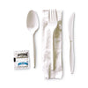 Boardwalk® Six-Piece Cutlery Kit, Plastic Fork/Spoon/Knife/Salt/Polypropylene/Napkin, White, 250/Carton Utensils-Disposable Dining Utensil Combo - Office Ready