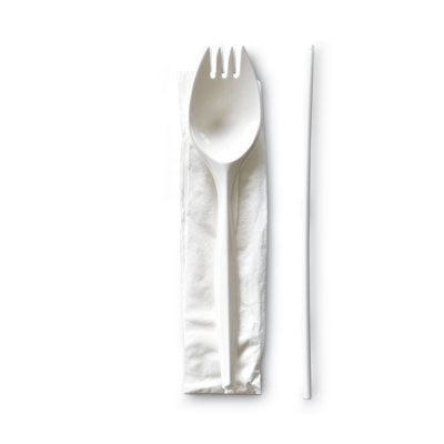 Boardwalk® School Cutlery Kit, Napkin/Spork/Straw, White, 1000/Carton Utensils-Disposable Dining Utensil Combo - Office Ready