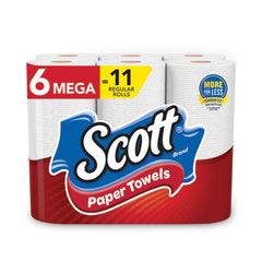 Scott® Choose-A-Sheet Mega Kitchen Roll Paper Towels, 1-Ply, 102/Roll, 6 Rolls/Pack, 4 Packs/Carton