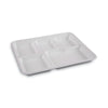 Boardwalk® Bagasse Dinnerware, 5-Compartment Tray, 8 x 12, White, 500/Carton Dinnerware-Plate, Bagasse - Office Ready