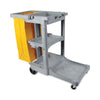 Boardwalk® Janitor's Cart, Three-Shelf, 22w x 44d x 38h, Gray Carts & Stands-Janitorial Cart - Office Ready